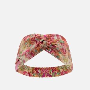 CAMILLA “Tea With Tuchinski” pink silk geo print woven twist boho headband